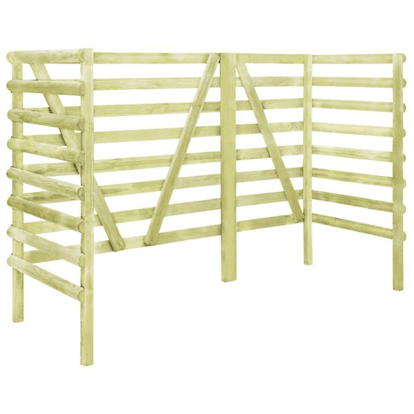 vidaXL Triple Bin Shed Green 210x80x150 cm Impregnated Pinewood