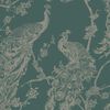 DUTCH WALLCOVERINGS Wallpaper Peacock Green and Silver