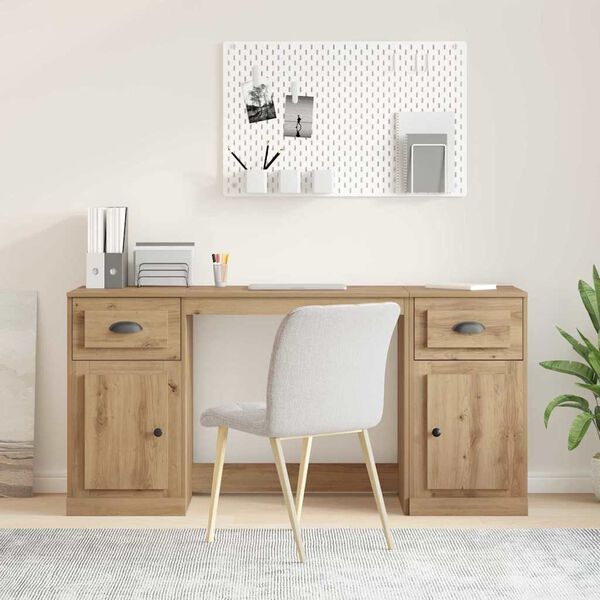 vidaXL Desk with Cabinet with Drawer Artisan Oak 154.5 x 50 x 75 cm