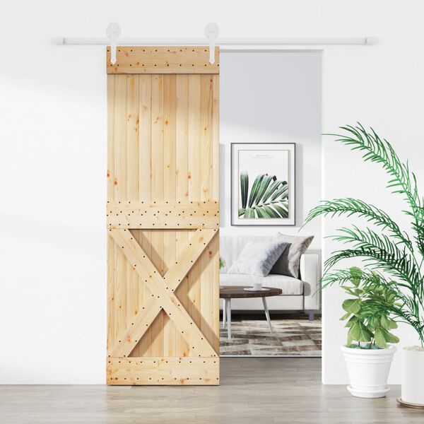 vidaXL Sliding Door with Hardware Set 70x210 cm Solid Wood Pine