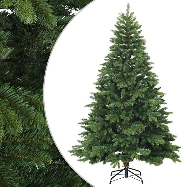 vidaXL Artificial Hinged Christmas Tree Green 210 cm PVC, PE and steel
