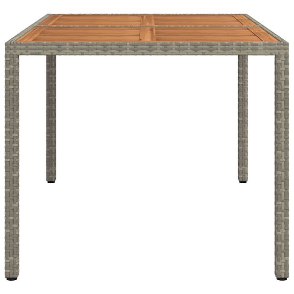 vidaXL Garden Table 150x90x75 cm Poly Rattan and Acacia Wood Grey