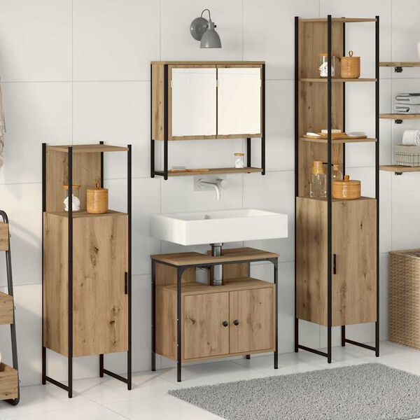 vidaXL Bathroom Furniture Set 4 pcs Artisan oak Engineered wood
