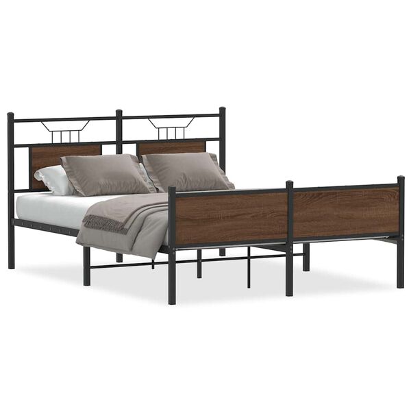 vidaXL Bed Frame without Mattress Brown Oak 137x190 cm Engineered Wood