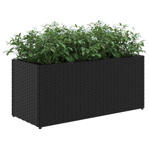 vidaXL Garden Planters with 2 Pots 2 pcs Black 72x30x32 cm Poly Rattan