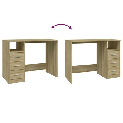 vidaXL Desk with Drawers Sonoma Oak 102x50x76 cm Engineered Wood