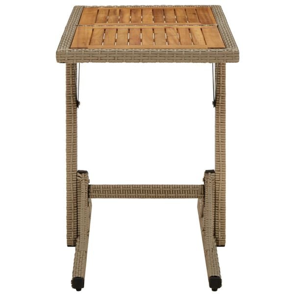 vidaXL Garden Table Beige Solid Wood Acacia and Poly Rattan