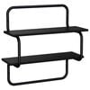 vidaXL 2-Tier Wall Shelf Black Oak 40 x 24.5 x 61 cm Engineered Wood