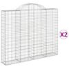vidaXL Arched Gabion Baskets 2 pcs 200x30x160/180 cm Galvanised Iron
