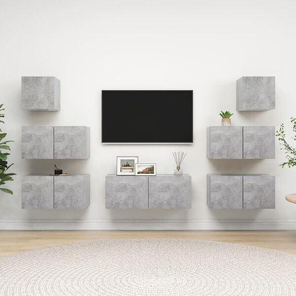 vidaXL 7 Piece TV Cabinet Set Concrete Grey Engineered Wood