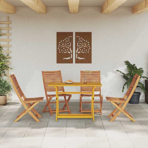 vidaXL Garden Dining Set with Cushion 5 pcs Brown Solid acacia wood