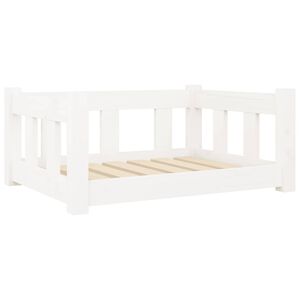 vidaXL Dog Bed White 65,5x50,5x28 cm Solid Wood Pine