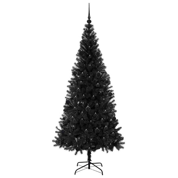 vidaXL Christmas Tree with 300 LEDs with Stand Black 210 cm PVC
