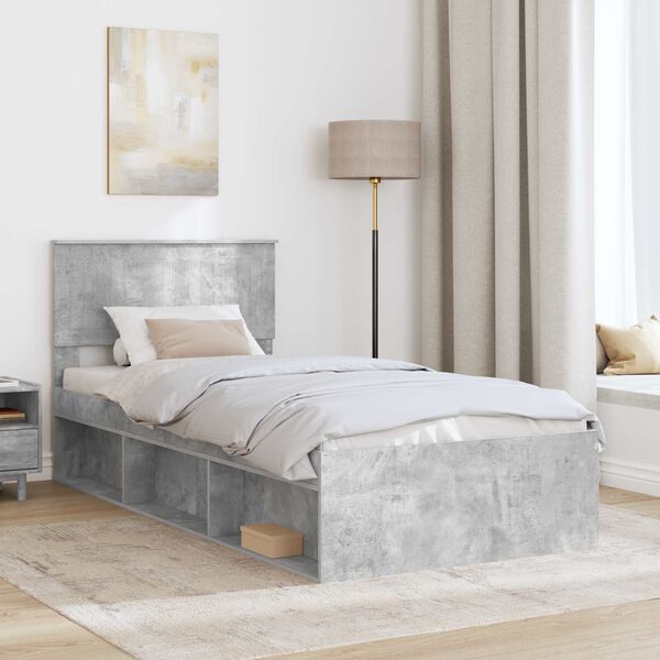vidaXL Bed Frame Concerte Grey 90 x 190 cm Solid Pine Wood