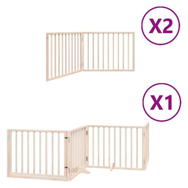 vidaXL Dog Gate with Door Foldable 8 Panels 640 cm Poplar Wood