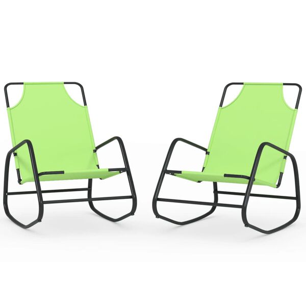 vidaXL Rocking Sun Loungers 2 pcs Green Steel and Textilene