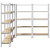 vidaXL 5-Layer Storage Shelves 4 pcs Silver Steel&Engineered Wood