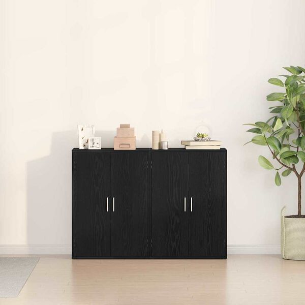 vidaXL Sideboard 2 pcs Black Oak 60 x 31 x 84 cm Engineered Wood