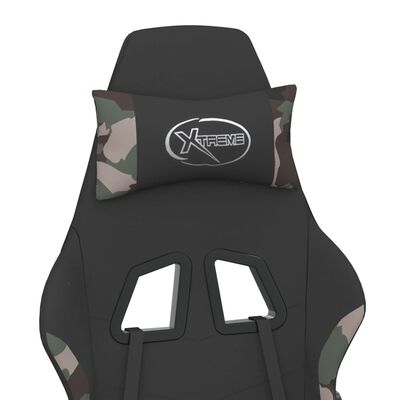vidaXL Gaming Chair with Footrest Black and Camouflage Fabric