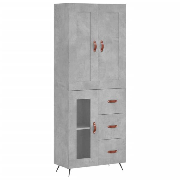 vidaXL Highboard Concrete Grey 69.5x34x180 cm Engineered Wood