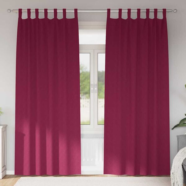 vidaXL Blackout Curtains with Rings 2 pcs Wine Red 225 x 140 cm