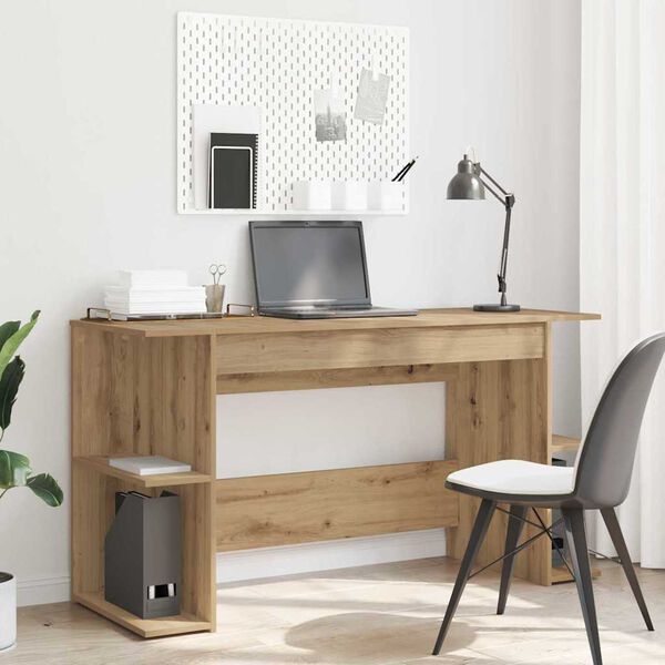 vidaXL Desk with Shelf Artisan oak 140 x 50 x 75 cm Engineered wood