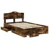 vidaXL Bed Frame with Drawer Smoked Oak 120 x 190 cm Engineered Wood