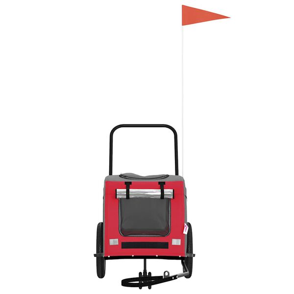 vidaXL Pet Bike Trailer with Storage Red and grey 124.5 x 63.5 x 53 cm