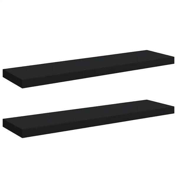 vidaXL Floating Wall Shelves 2 pcs Black 90x23.5x3.8 cm MDF
