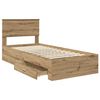 vidaXL Bed Frame with Drawer Artisan Oak 90 x 190 cm Engineered Wood