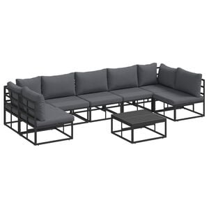 vidaXL Garden Sofa Set 8 pcs Black Aluminium
