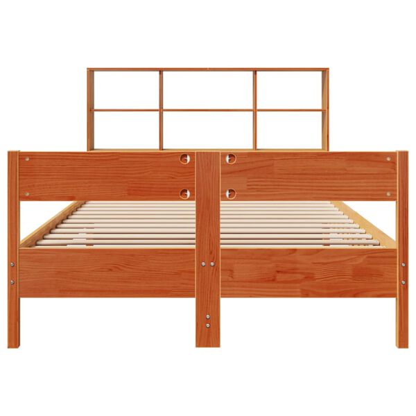 vidaXL Bookcase Bed without Mattress Wax Brown 120x190 cm Small Double Solid Wood Pine