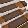 vidaXL Stair Mats 15 pcs 65x21x4 cm Brown Rectangular Edge