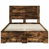 vidaXL Bed Frame with Drawer Smoked Oak 135 x 190 cm Engineered Wood