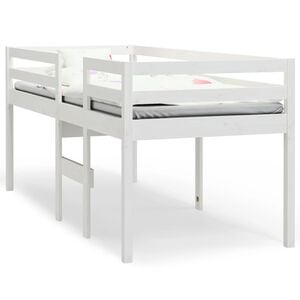 vidaXL High Sleeper Bed without Mattress White 90x200 cm Solid Wood Pine