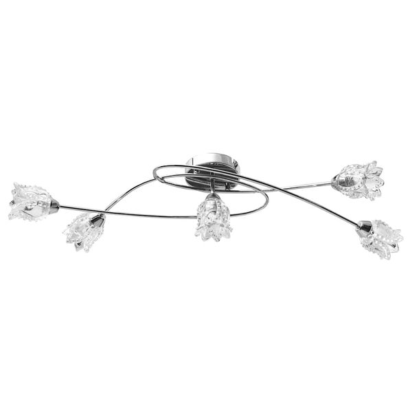 vidaXL Ceiling Lamp with Glass Flower Shades for 5 G9 Bulbs