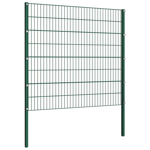 vidaXL Fence Panel with Posts Iron 522x160 cm Green