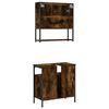 vidaXL 2 Piece Bathroom Furniture Set Smoked Oak Engineered Wood