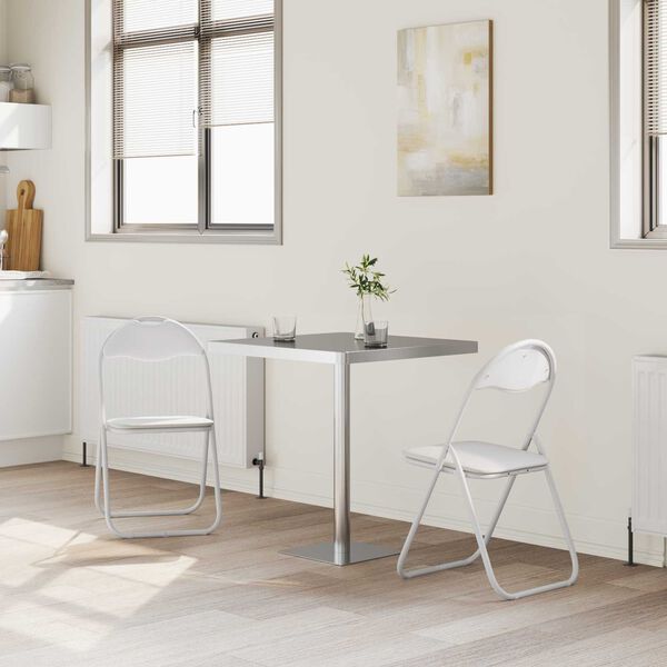 vidaXL Folding Chair 2 pcs White and Grey 48 x 43.5 x 81 cm