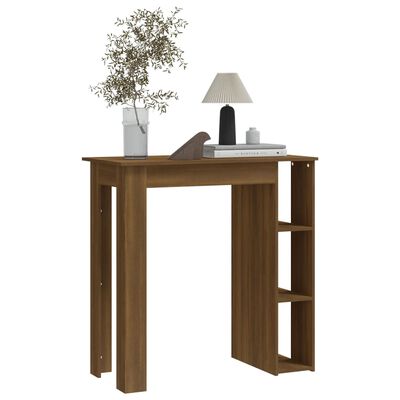 vidaXL Bar Table with Shelf Brown Oak 102x50x103.5 cm Engineered Wood