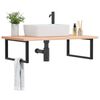 vidaXL Basin Shelf Wall Mounted Steel and Solid Wood Beech