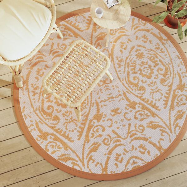 vidaXL Outdoor Carpet ARAKIL Orange and White &Oslash;160 cm PP