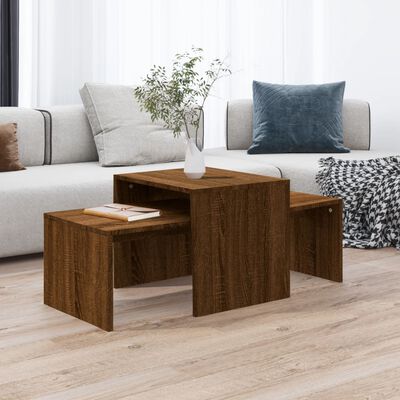 vidaXL Coffee Table Set Brown Oak 100x48x40 cm Engineered Wood