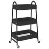 vidaXL Storage Trolley 3-Tier Black 42x41.5x77 cm Steel