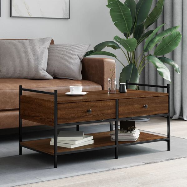 vidaXL Coffee Table Brown Oak 99x50x50 cm Engineered Wood