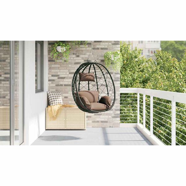 vidaXL Hanging Egg Chair Folding Coffee 91.5 x 60 x 110 cm Poly Rattan