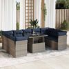 vidaXL 10 Piece Garden Sofa Set with Cushions Grey Poly Rattan Acacia