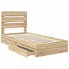 vidaXL Storage Bed with Drawer Sonoma Oak 100 x 200 cm Engineered Wood