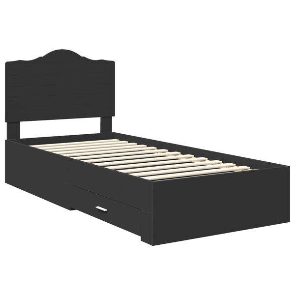 vidaXL Bed Frame with Headboard Black 100 x 200 cm Engineered Wood