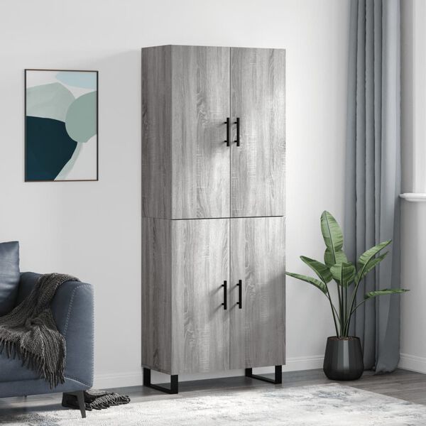 vidaXL Highboard Grey Sonoma 69.5x34x180 cm Engineered Wood